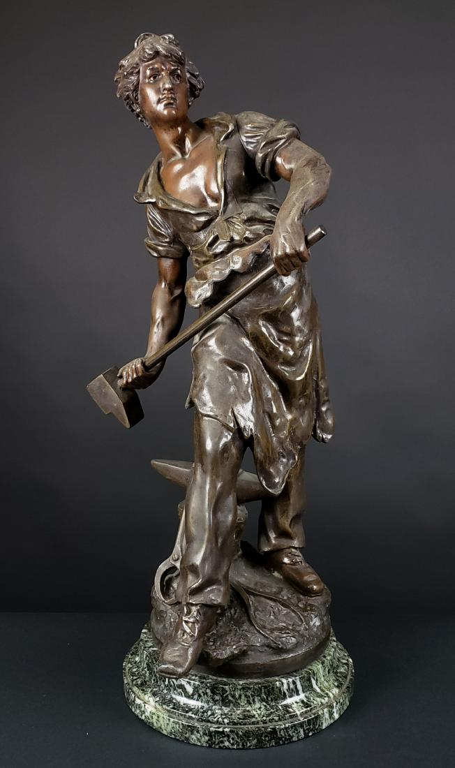 French Patinated Spelter Sculpture of a Blacksmith on a (1 of 5)