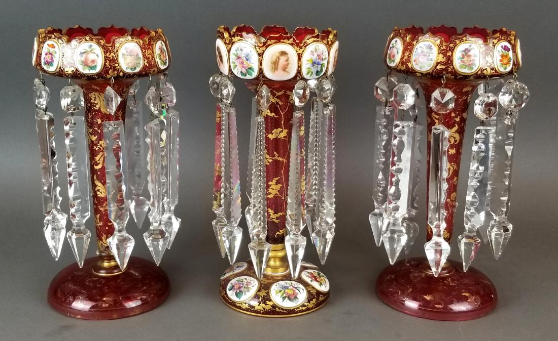 19th C. Bohemian Diamond Cut Lusters (1 of 7)