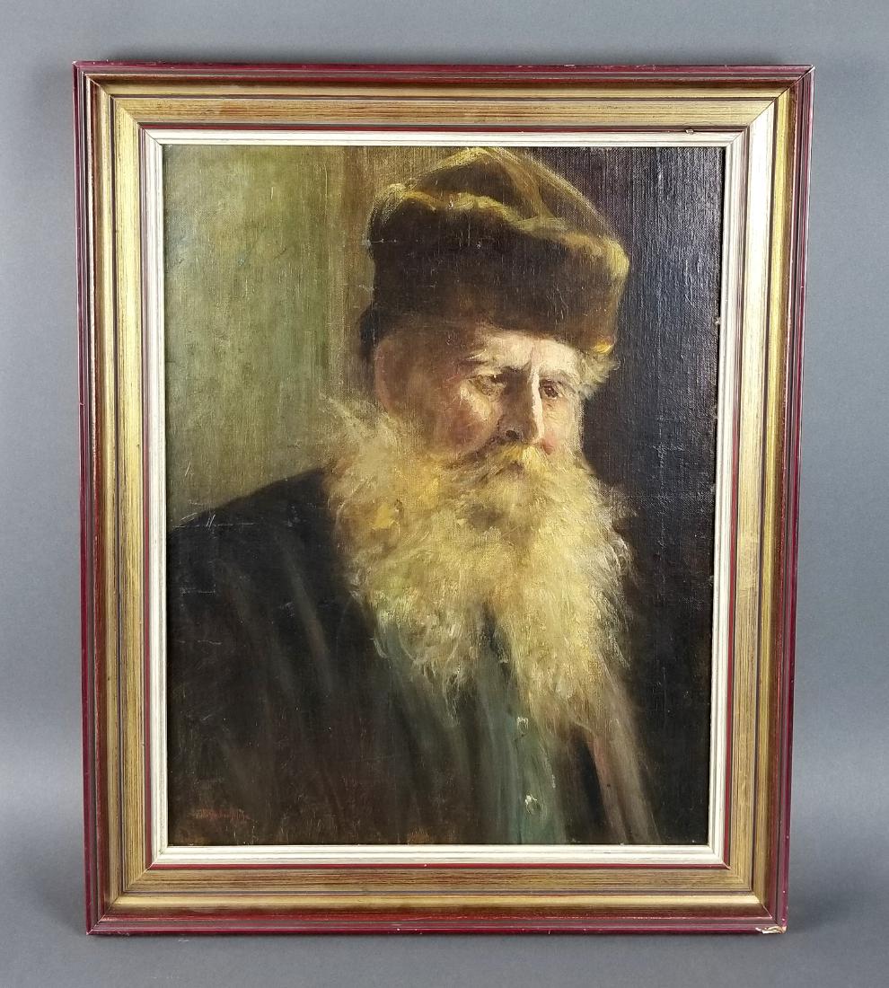 Framed Oil on Canvas of Rabbi Signed (1 of 4)