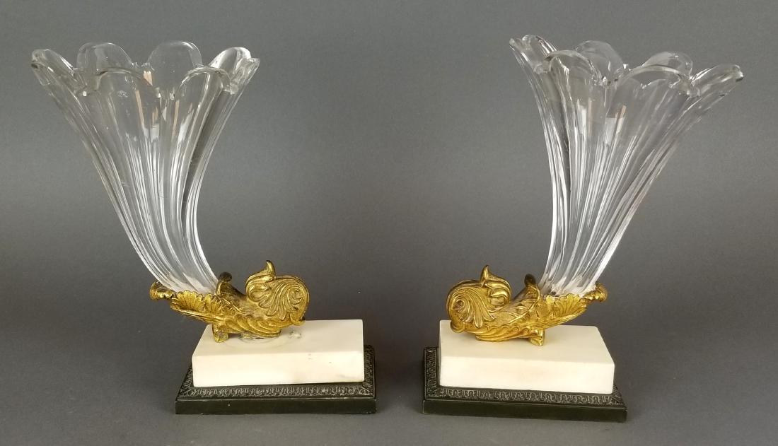 Pair of Bronze & Baccarat Crystal Cornucopia Vases (1 of 3)