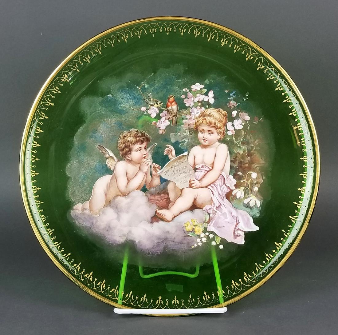 19th C. French Large Handpainted Crystal Plate (1 of 5)