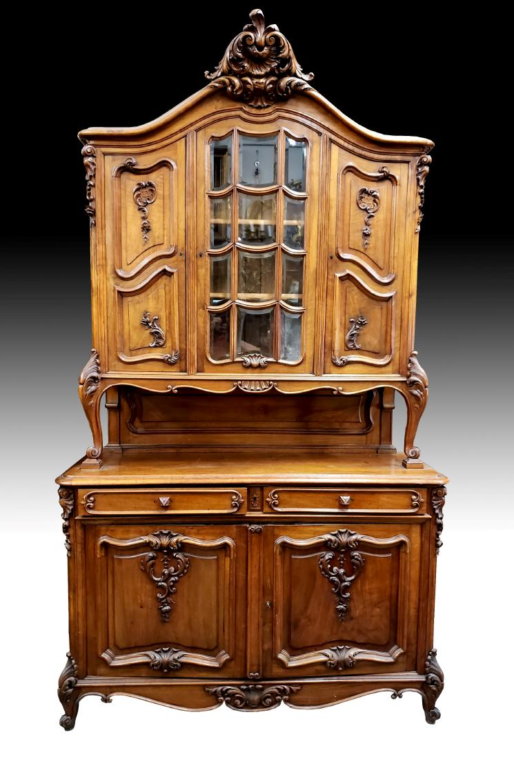 Louis XV Style French Walnut Buffet Two Corps, Circa (1 of 7)