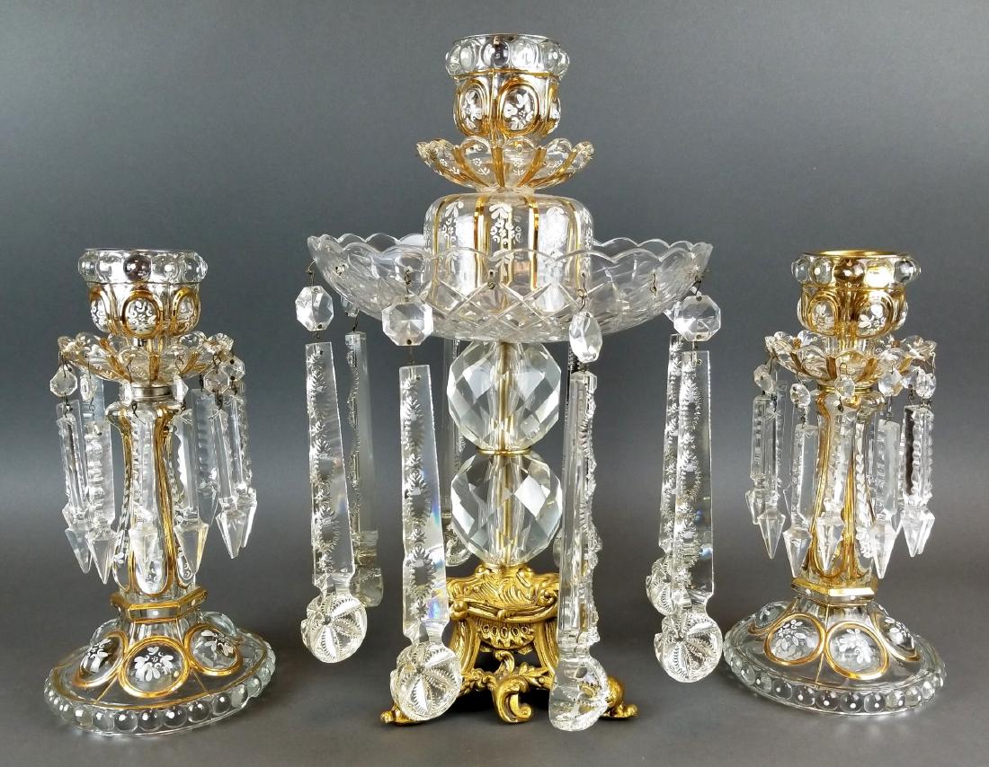 Baccarat Style Set of 3 Candlestick Lusters (1 of 7)