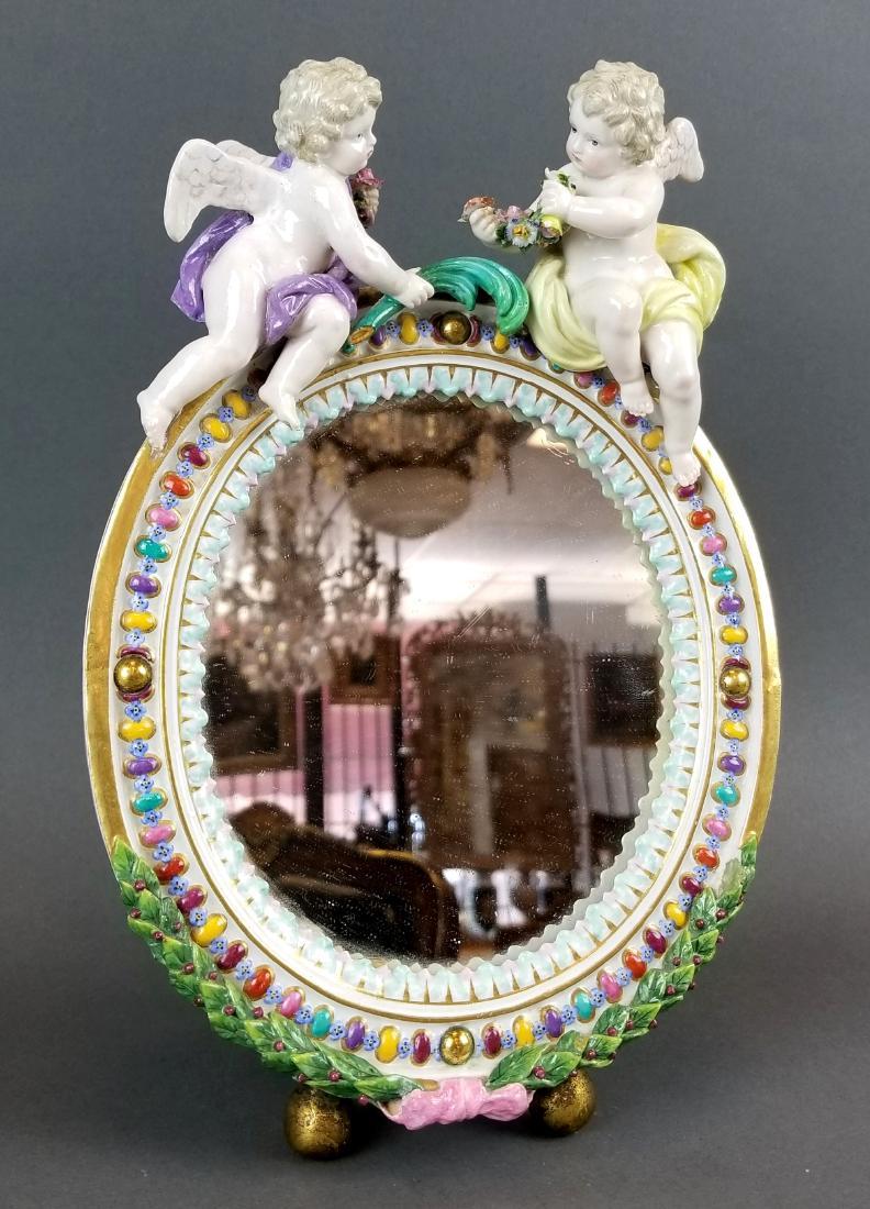 19th C. Meissen Figural Porcelain Mirror (1 of 5)