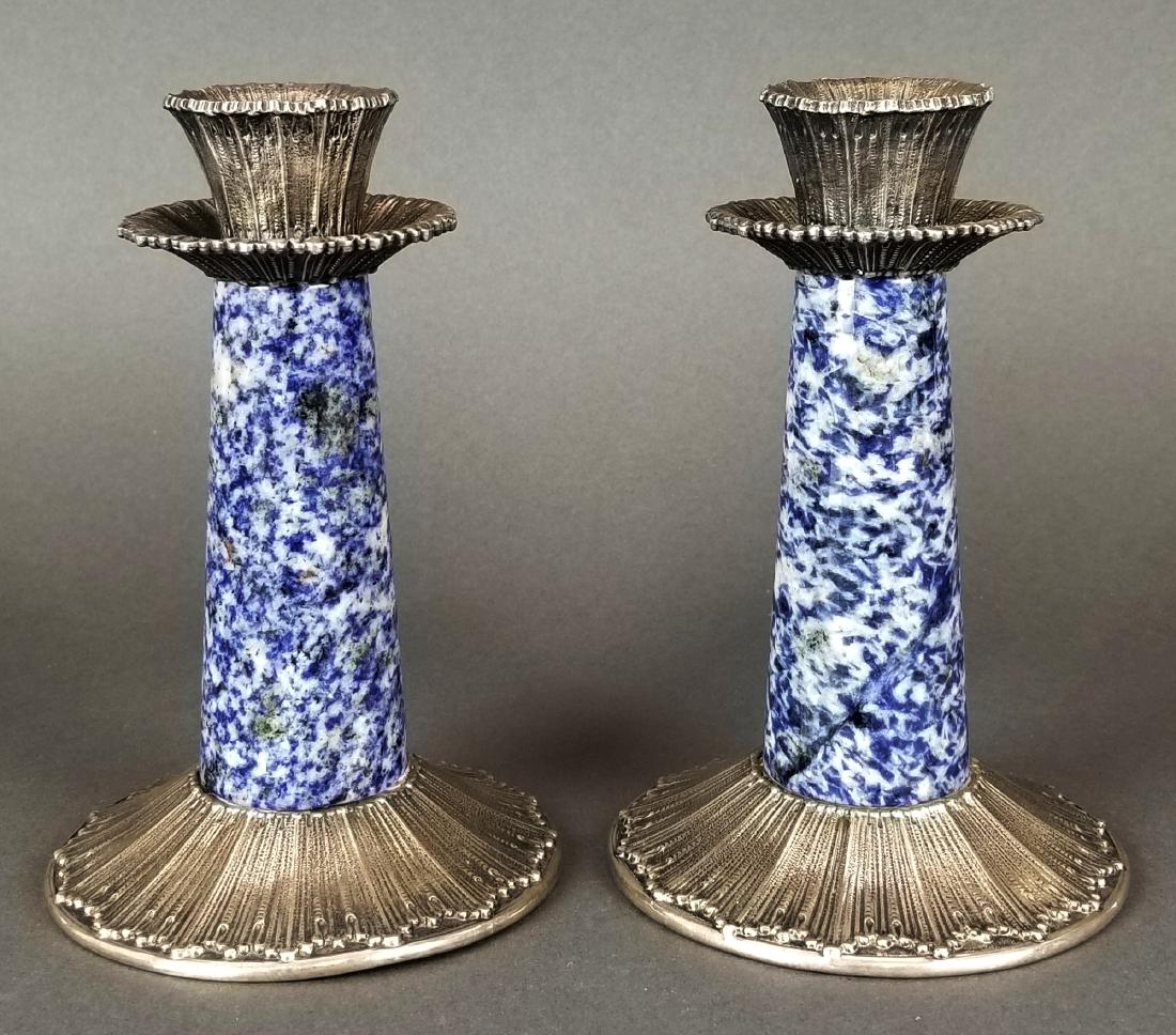 Pair of Buccellati Lapiz Azuli & Silver Candlesticks (1 of 6)