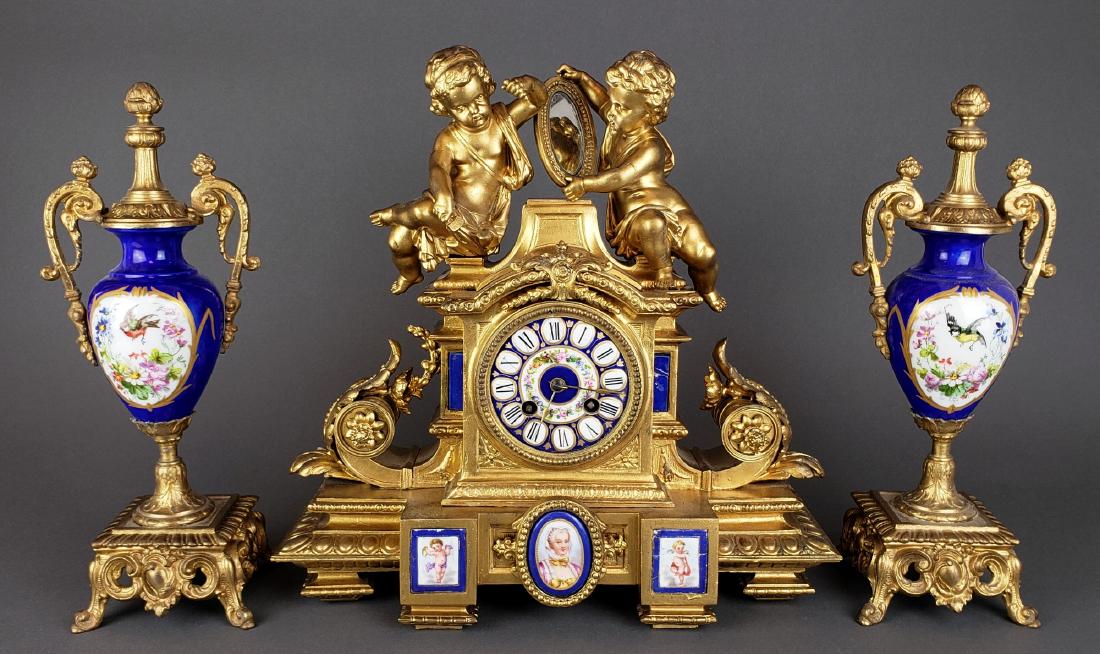 19th C. Sevres Porcelain Figural Clockset (1 of 9)