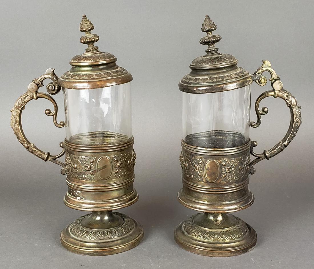 Pair of Silverplated Glass Norblin Glaw Warszawa Lidded (1 of 4)