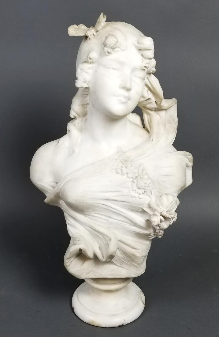 19th C. French Marble Bust of Woman Signed (1 of 5)