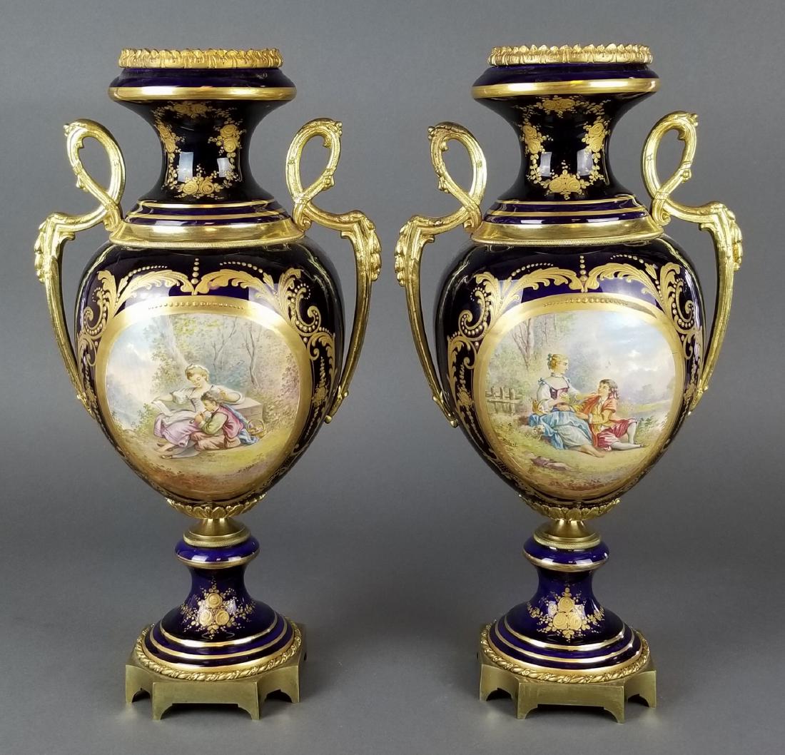 Pair of French Sevres & Bronze Vases (1 of 9)