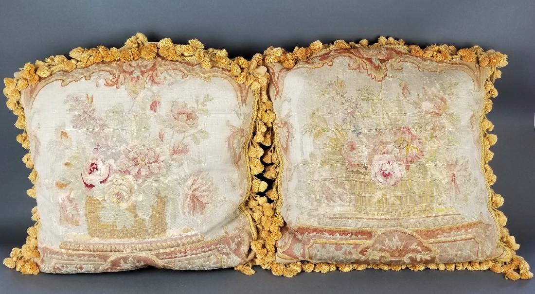 Pair Of French Aubusson Needlepoint Pillows 19th C Oct 30
