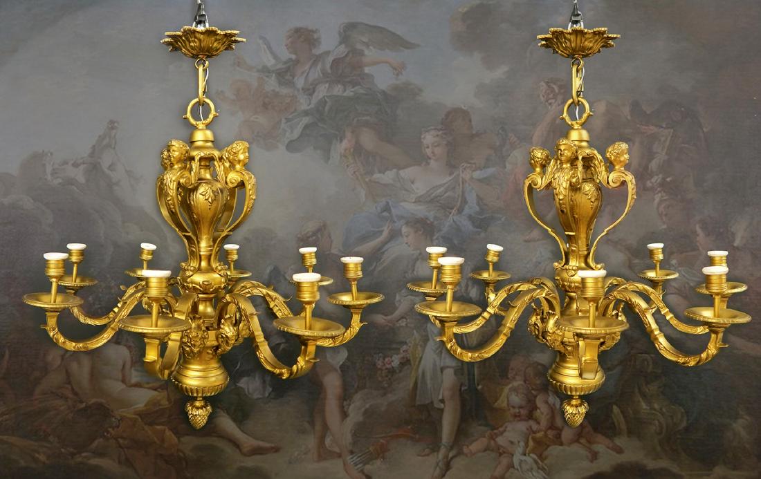 Pair of French Figural Bronze Chandelier. 19th C. (1 of 4)