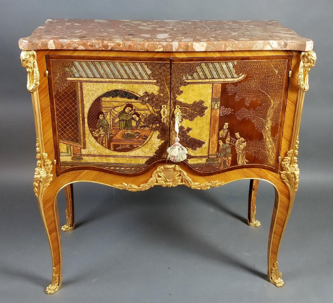 19th C. French Inlaid Commode w/ Marble Top (1 of 9)