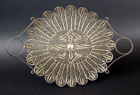 Filigree Silver Tray: Filigree Silver Tray. Measures 6 1/2" x 9 1/2"