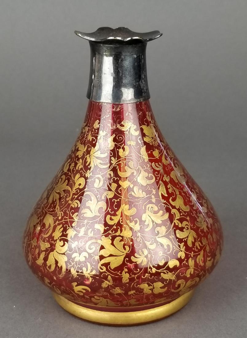 Moser Cranberry Silver Overlay Vase (1 of 3)