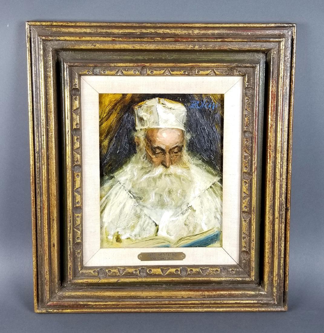 Framed Oil on Canvas "Rabbi Meditating" by Donald James (1 of 4)