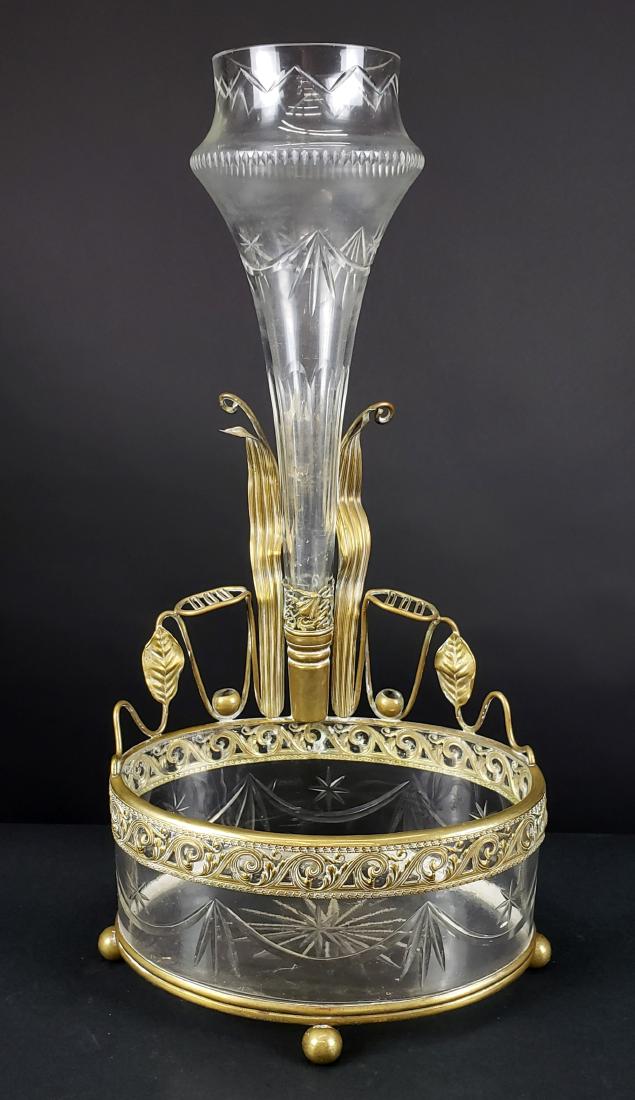 French Gilt Bronze w/ Flower Holders Cut Crystal, Circa (1 of 4)