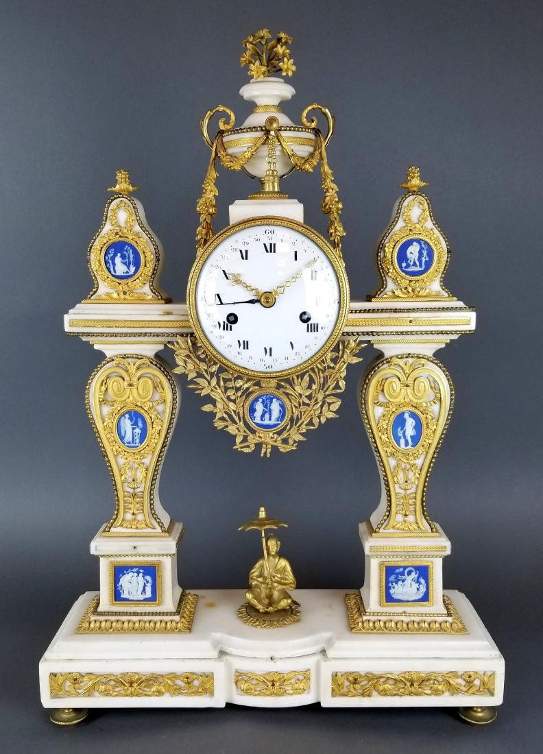 Large French Chinoiserie Bronze & Marble Clock, 19th C. (1 of 6)