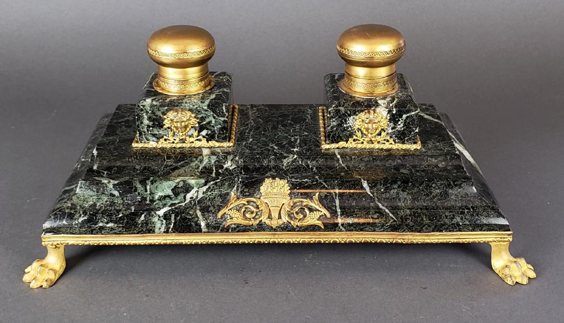 French Bronze & Marble Inkwell (1 of 5)