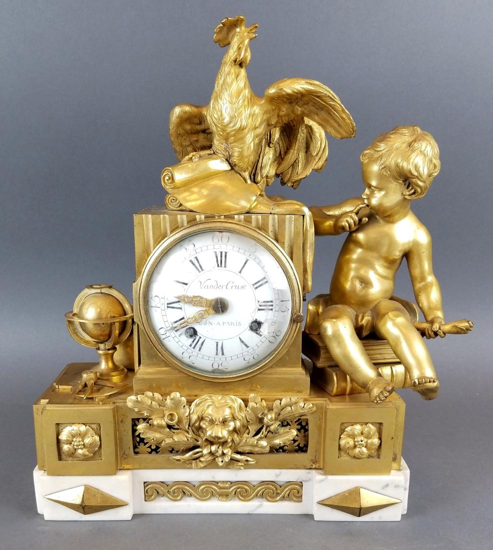 19th C. French Bronze & Marble Mantle Clock (1 of 5)