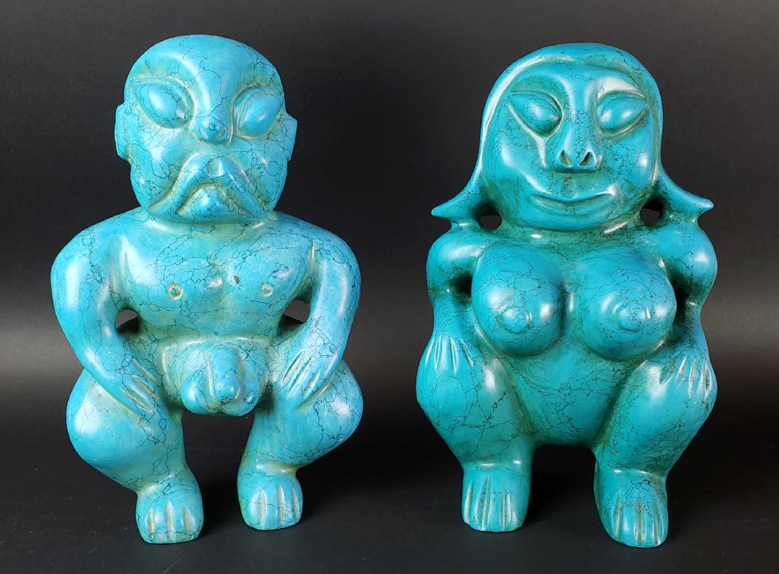 Pair of Turquoise Blue Asian Figures (1 of 4)