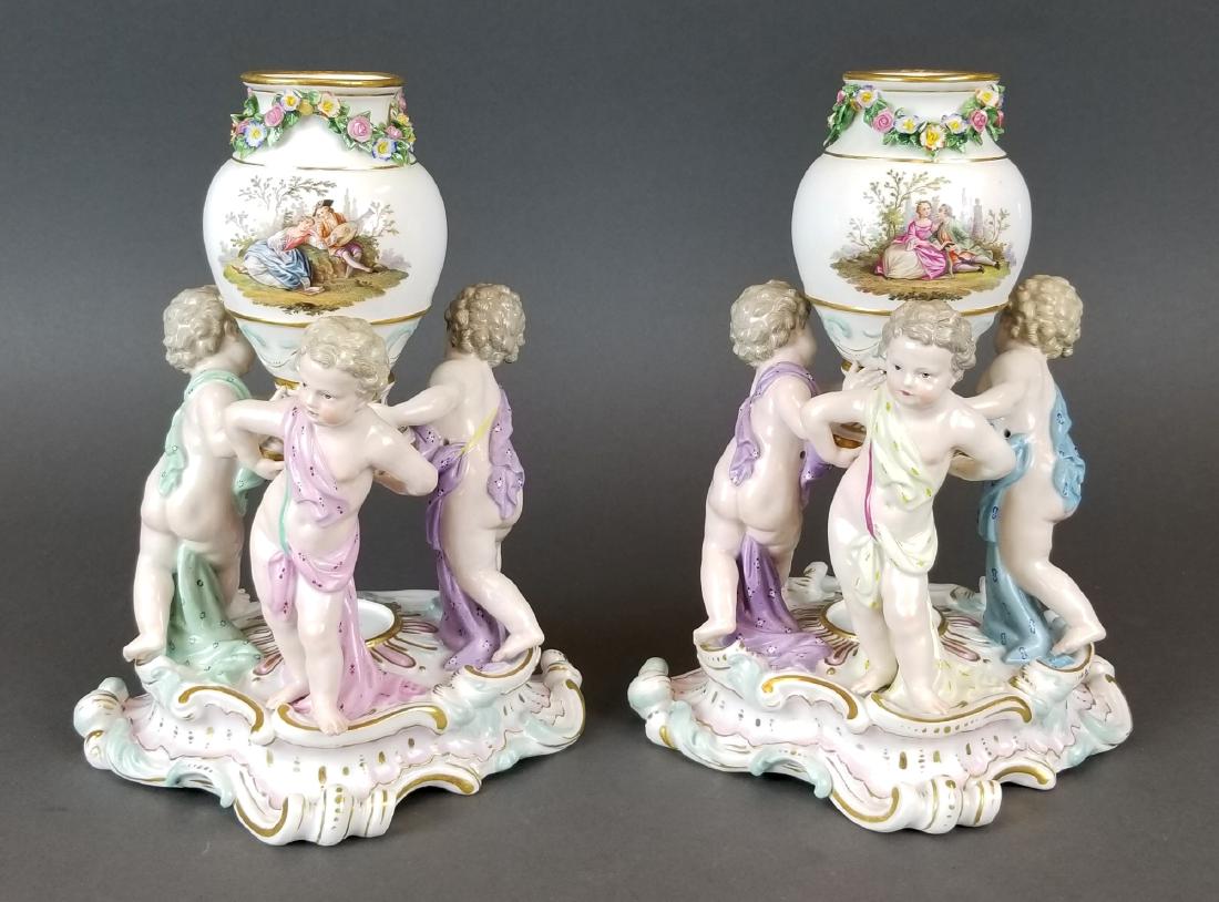 Pair of 19th C. Meissen Figural Vases (1 of 8)