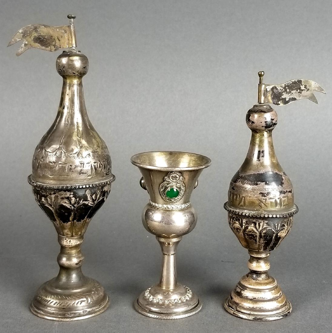 Lot 3 Silver Judaica, 2 Besamim and 1 Cup (1 of 10)