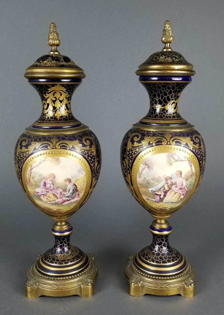 Pair of 19th C. Bronze & Sevres Vases (1 of 8)