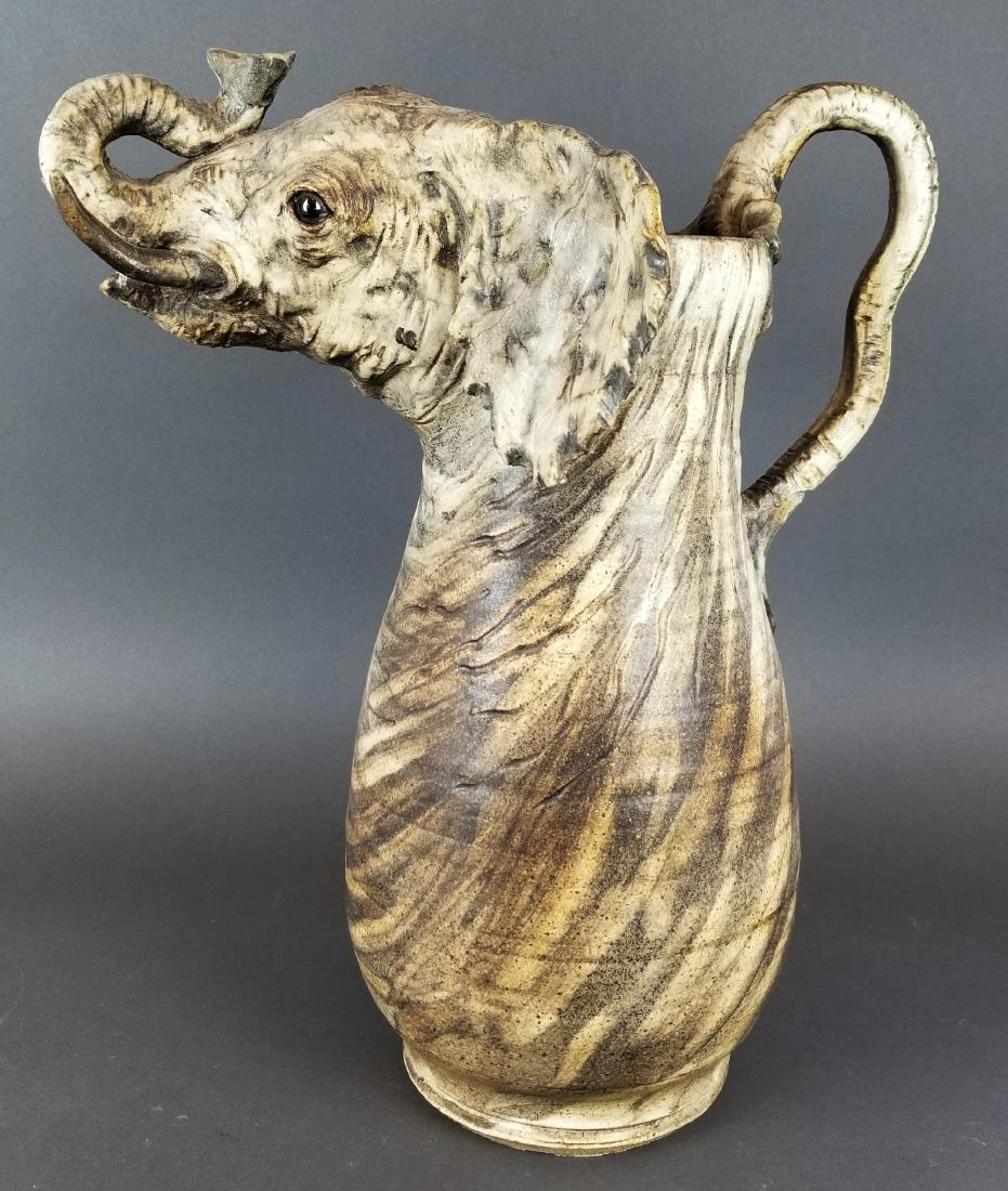 Large Carved Elephant Figural Jug