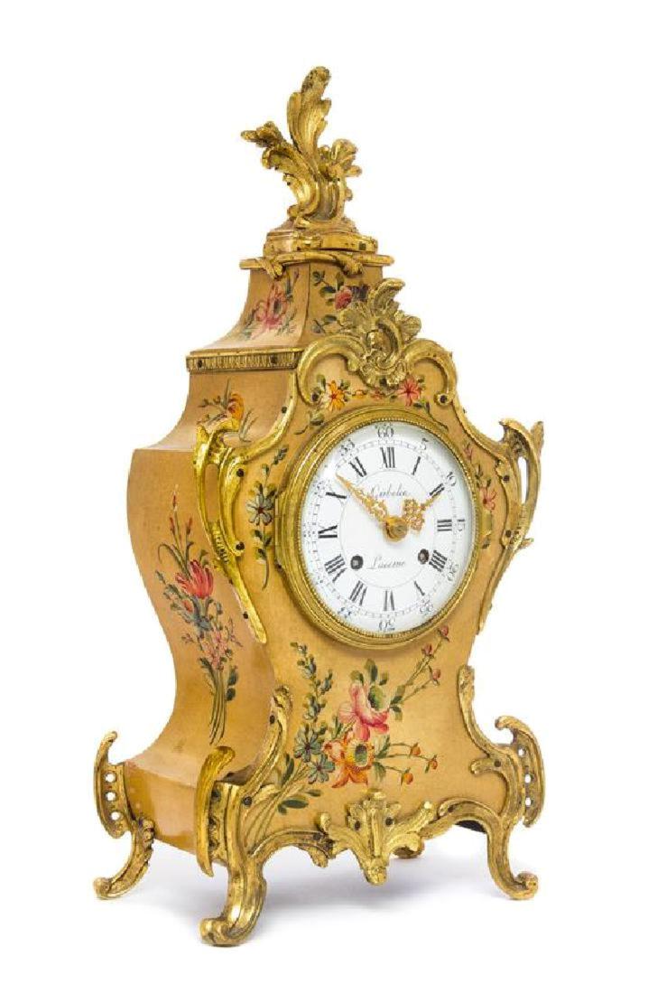 Louis XV Style Gilt Bronze Mounted Painted Mantel Clock (1 of 1)