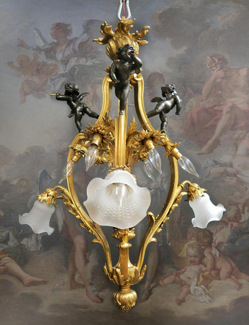 19th C. French Figural Gilt Bronze Chandelier 9-Light (1 of 5)