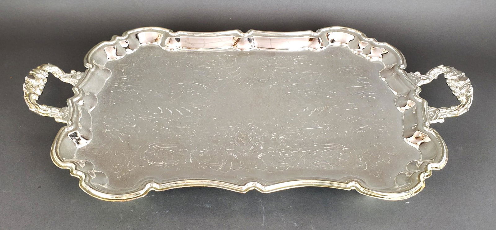 Large Silverplated Handled Platter (1 of 2)