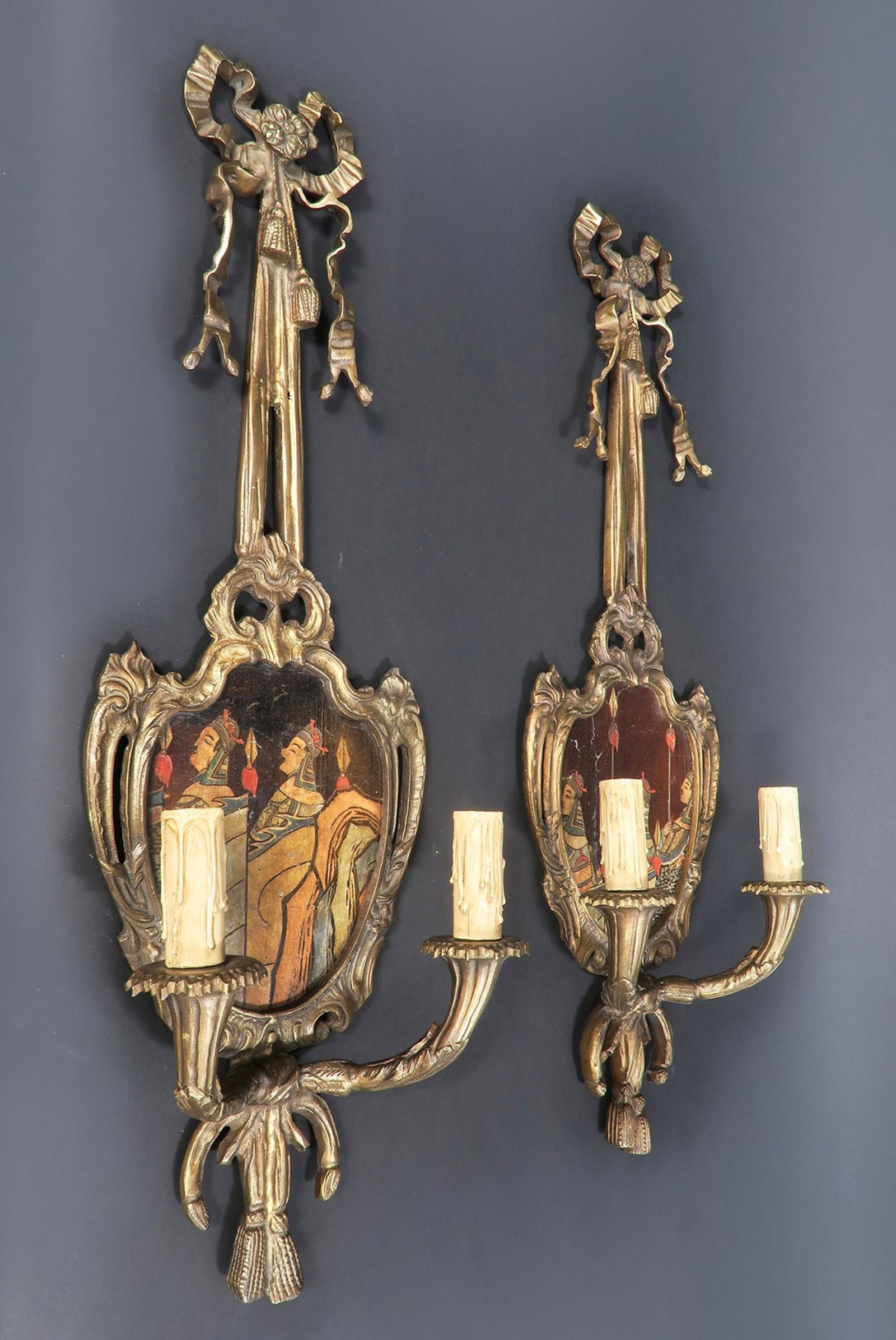 Pair of French Bronze Chinoiserie Wall Sconces (1 of 6)