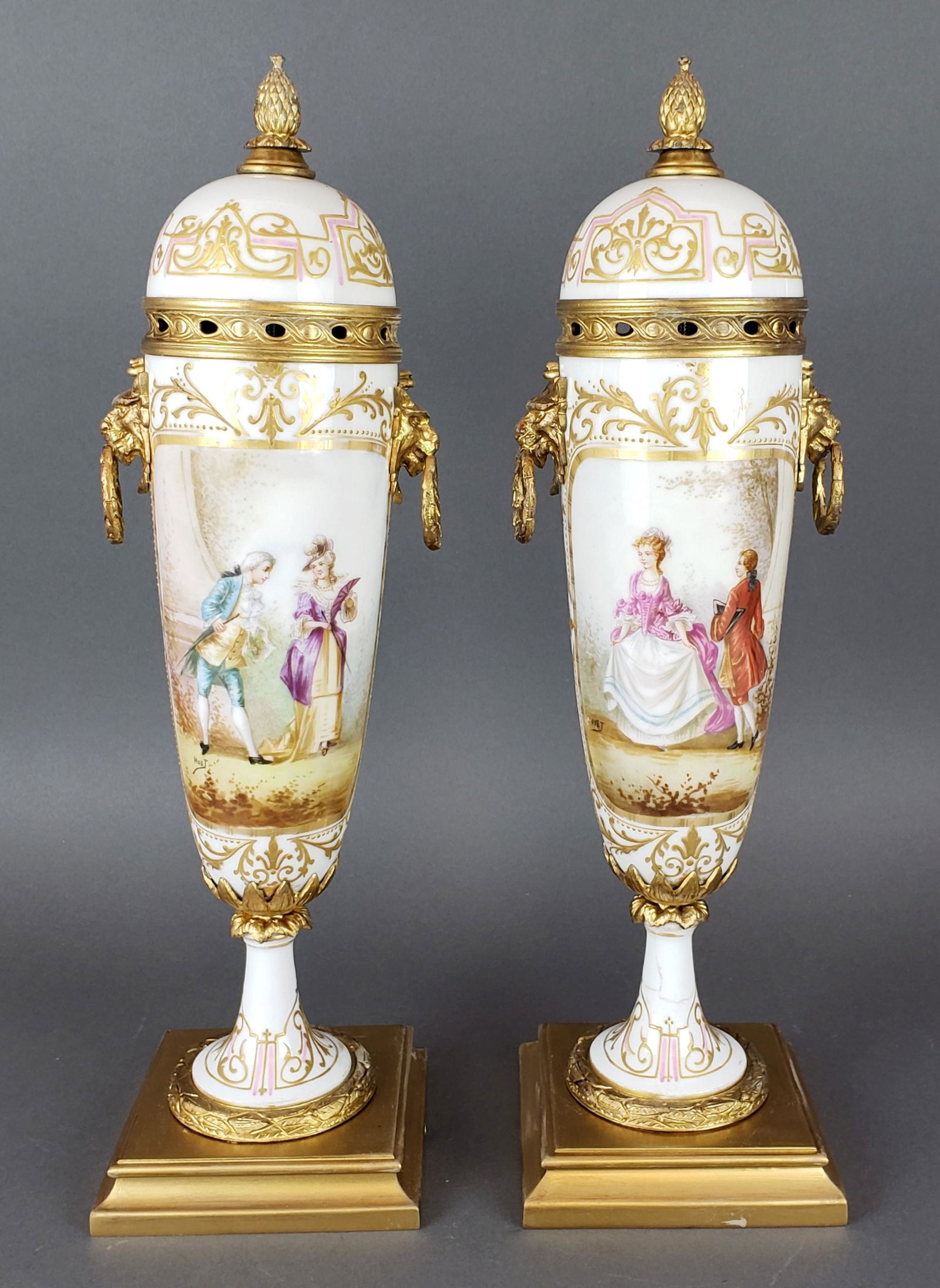 Pair of French Sevres Porcelain & Bronze Vases (1 of 6)