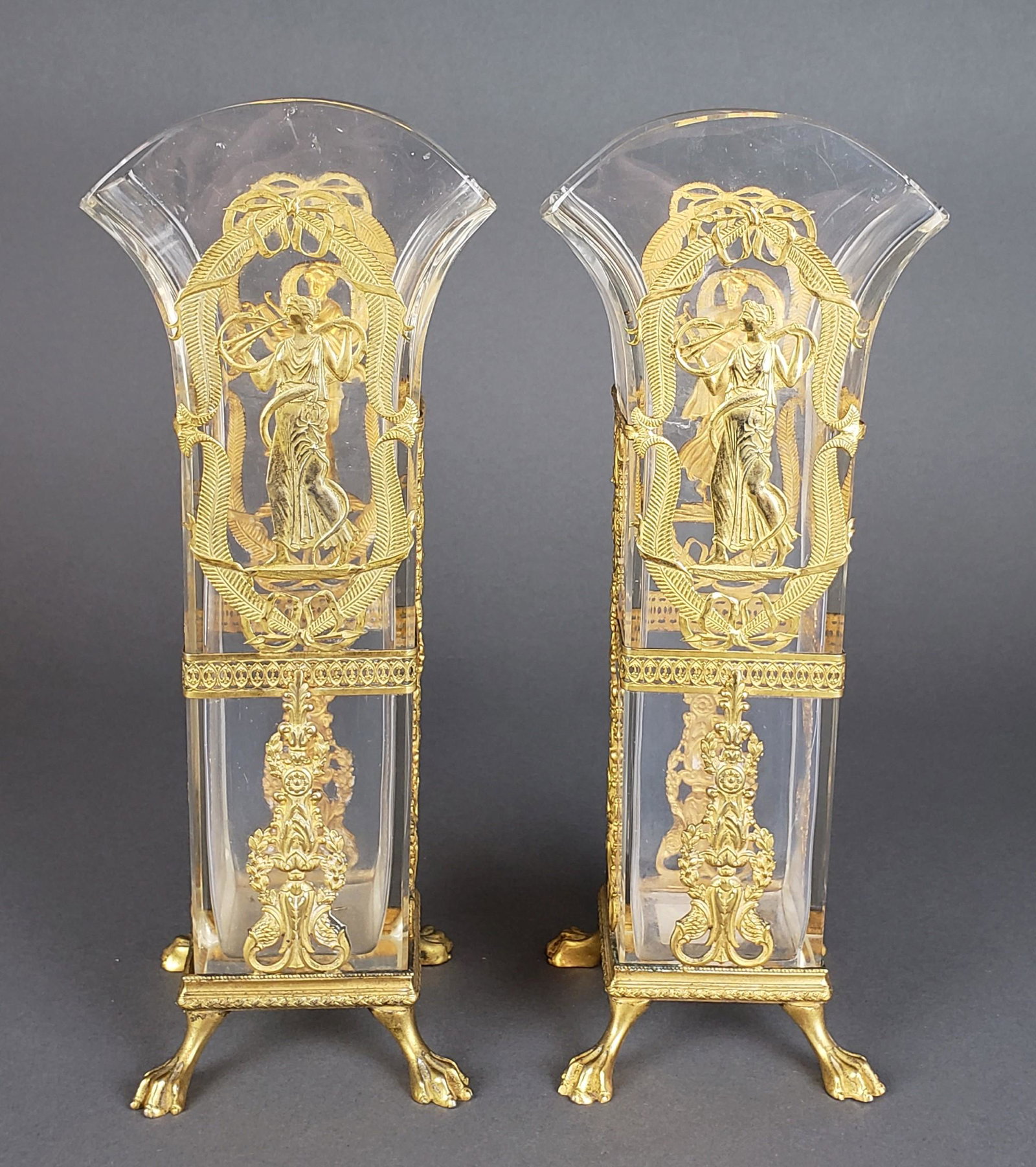 Pair of Fine French Baccarat Crystal & Bronze Vases, (1 of 5)