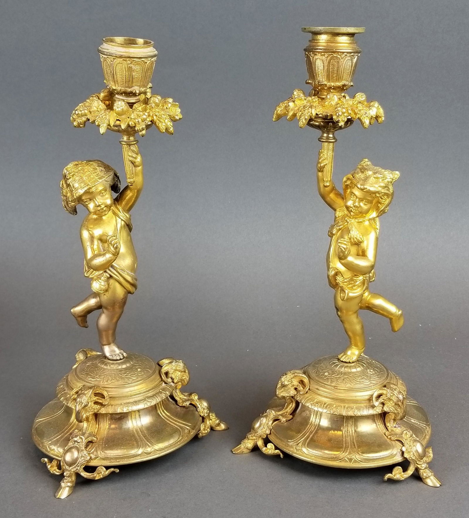 Pair of 19th C. French Bronze Figural Candlesticks (1 of 4)