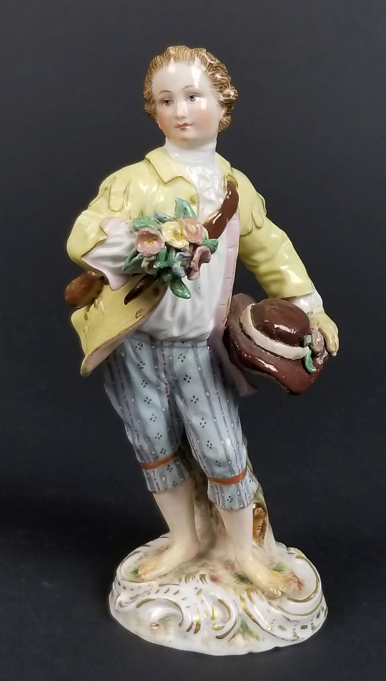19th C. Meissen Figure of Boy with Flowers (1 of 7)