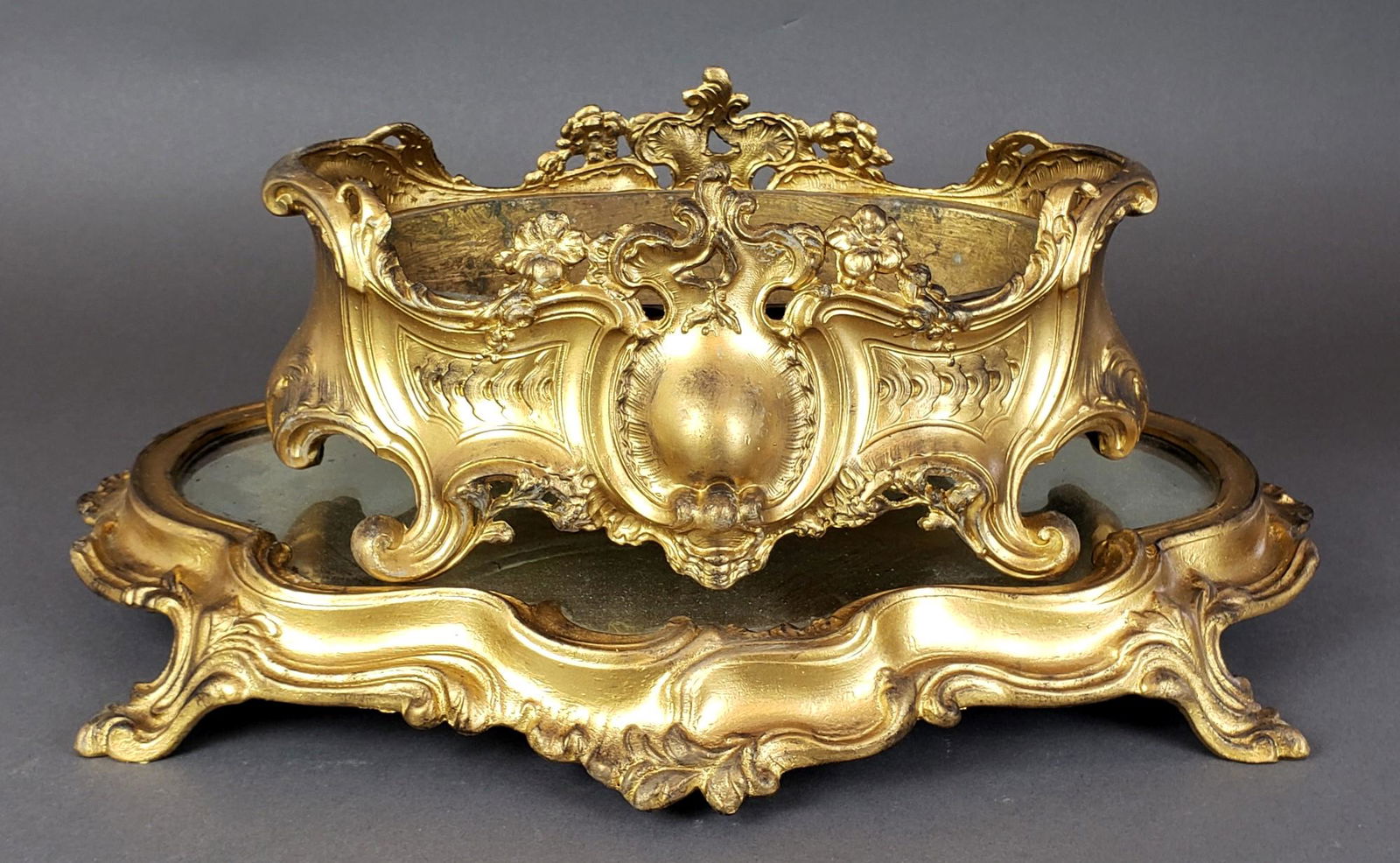 French Bronze Centerpiece and Mirrored Plateau (1 of 4)