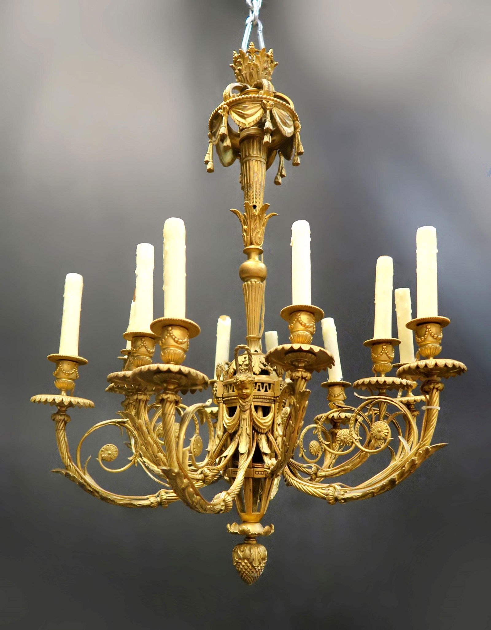 19th C French Figural Bronze 12-Light Chandelier (1 of 4)