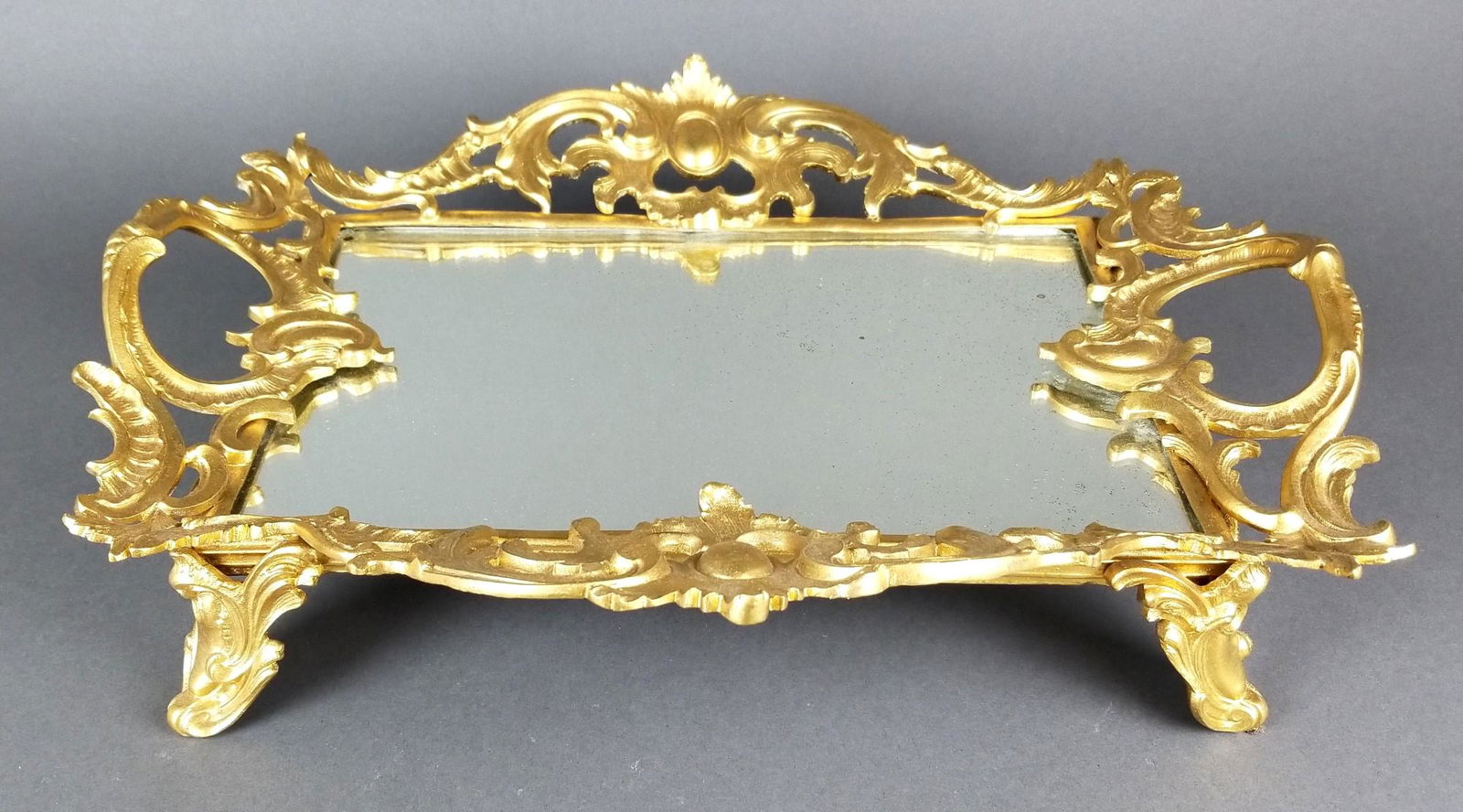 19th C. French Gilt Bronze Mirrored Plateau (1 of 3)