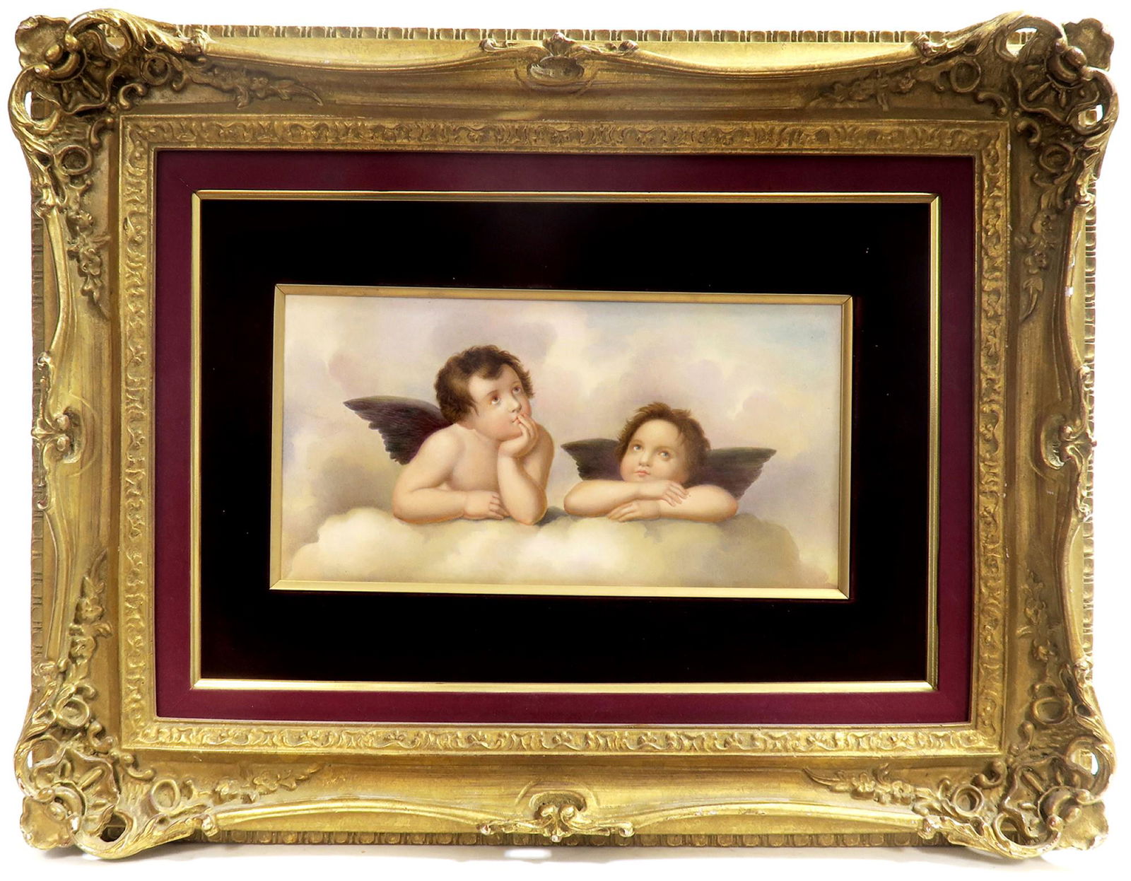Large Framed Berlin KPM Plaque of Angels (1 of 4)