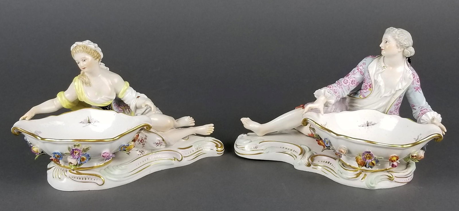 Pair of 19th C. Meissen Sweet Meat Figural Dishes (1 of 10)