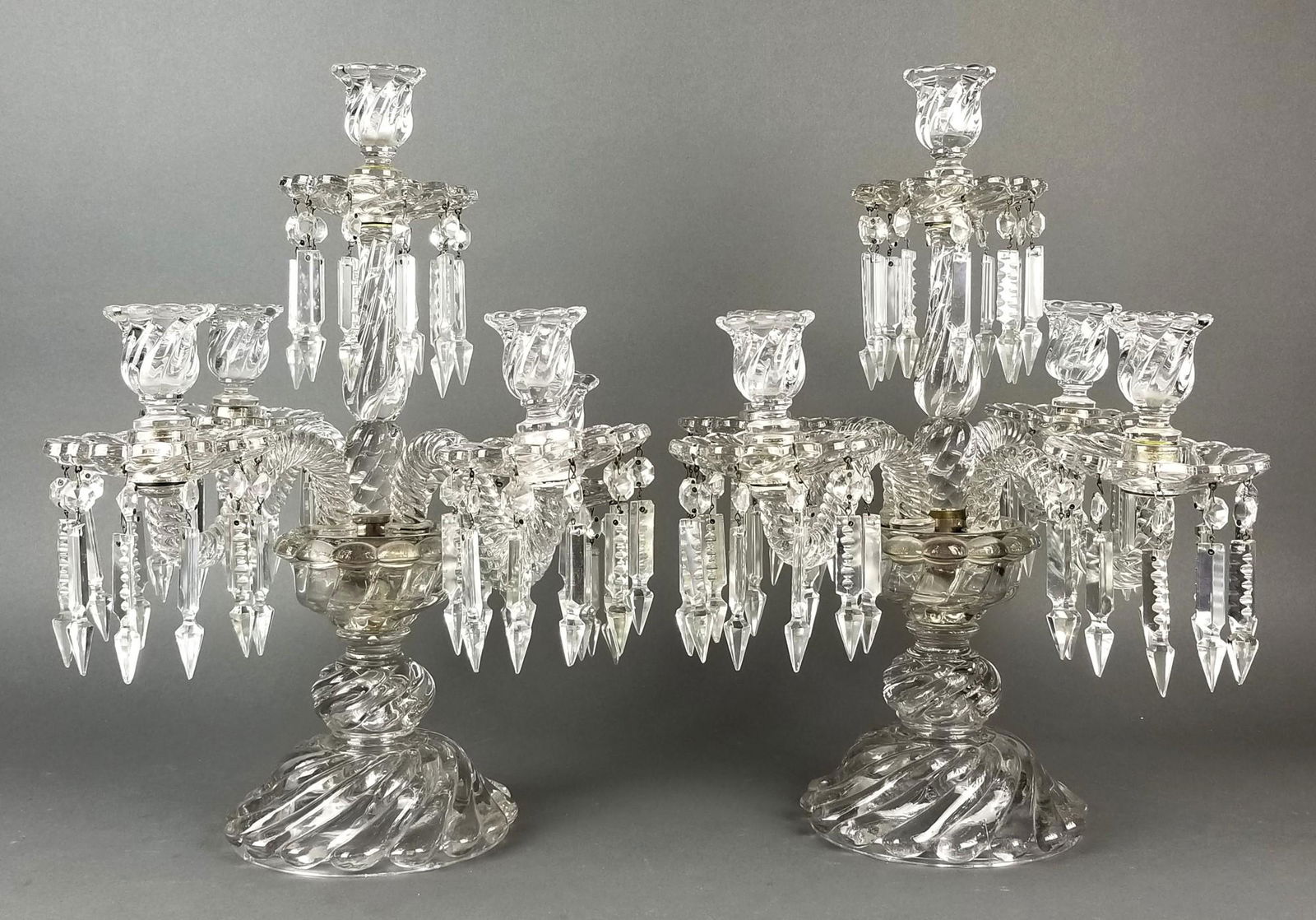 19th C. French Pair of Baccarat Crystal Candelabras (1 of 7)