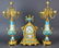 19th C. Sevres Turquoise Porcelain and Bronze 3 Pc.