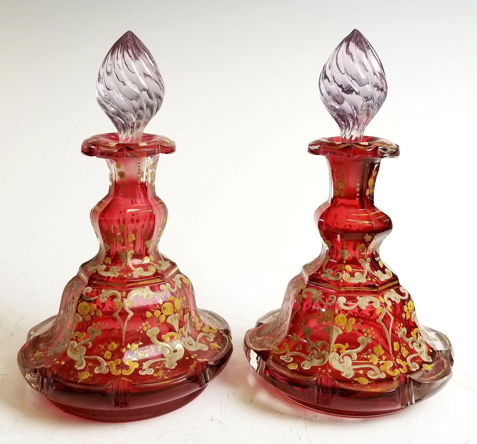 Pair of Early 18th C. Bohemian Bottles with Purple (1 of 4)
