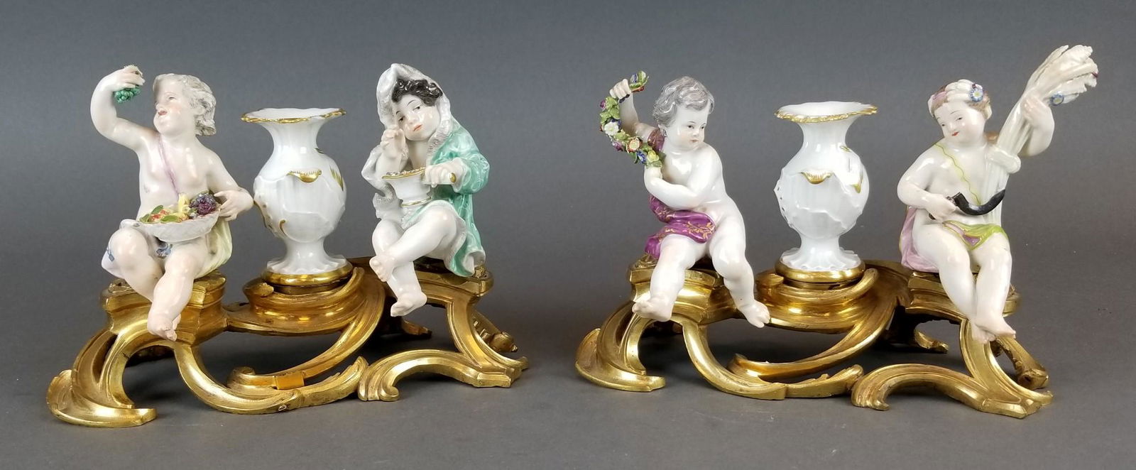 Pair of 19th C. Meissen Figural Groups on Bronze (1 of 10)