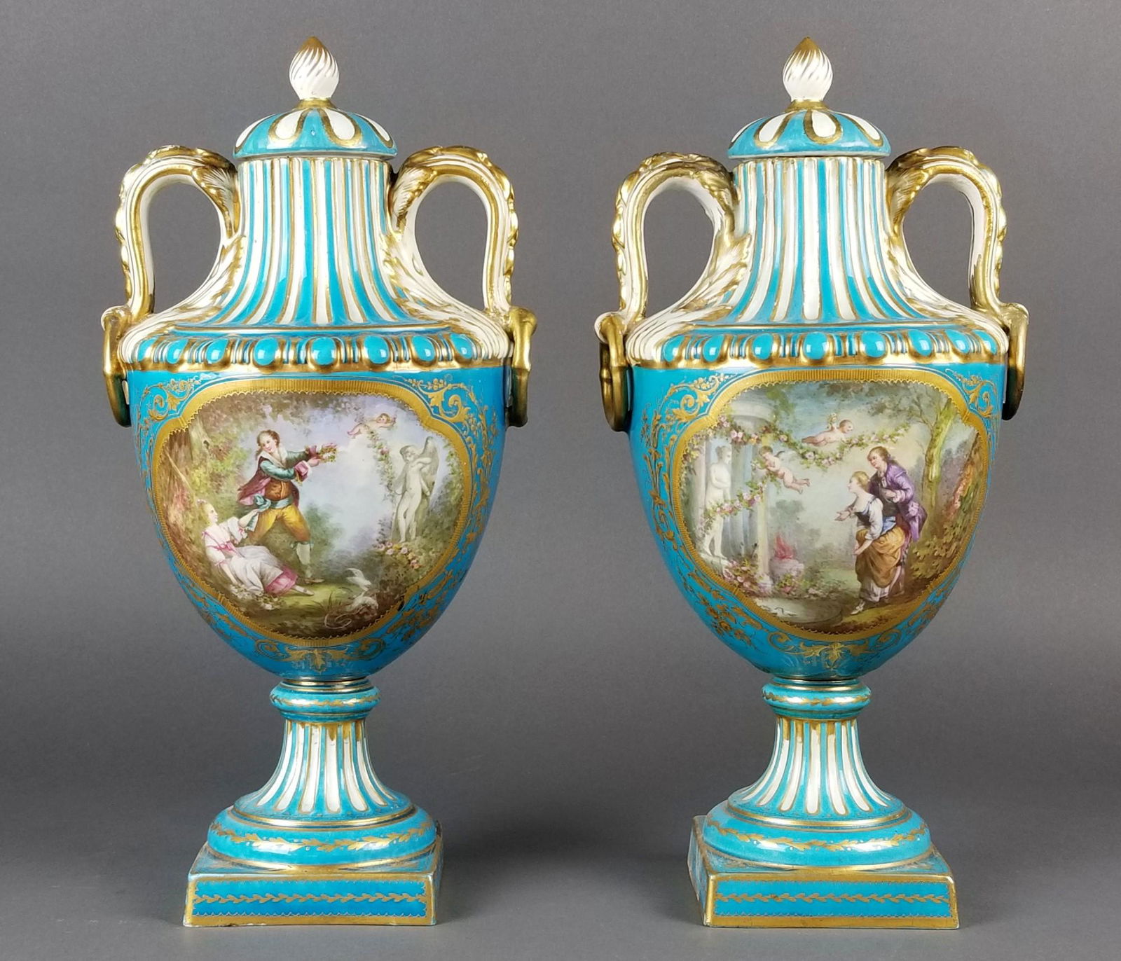 Pair of 19th C. Hand Painted Sevres Vases (1 of 7)