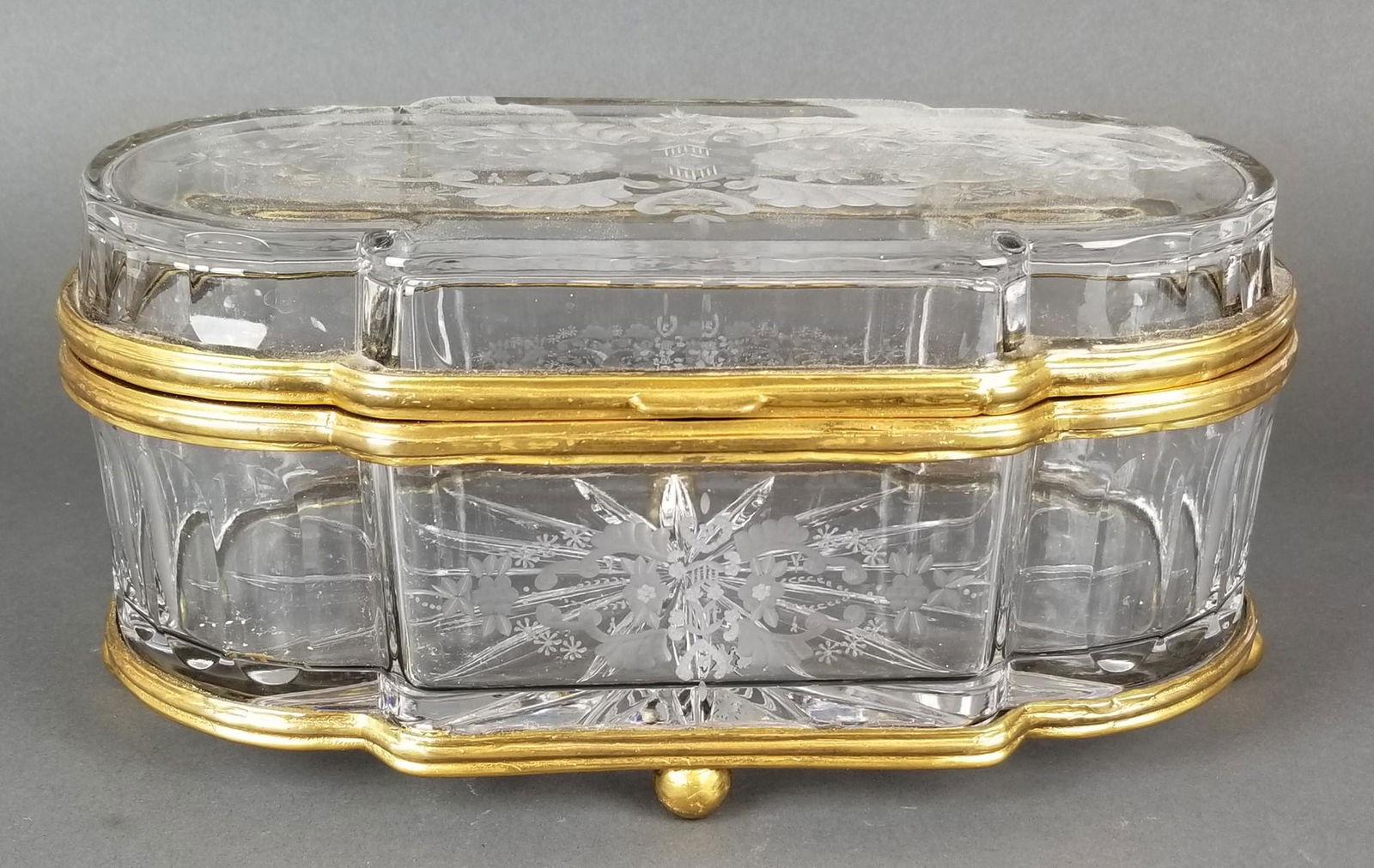 Huge French Bronze & Baccarat Crystal Jewelry Box (1 of 5)
