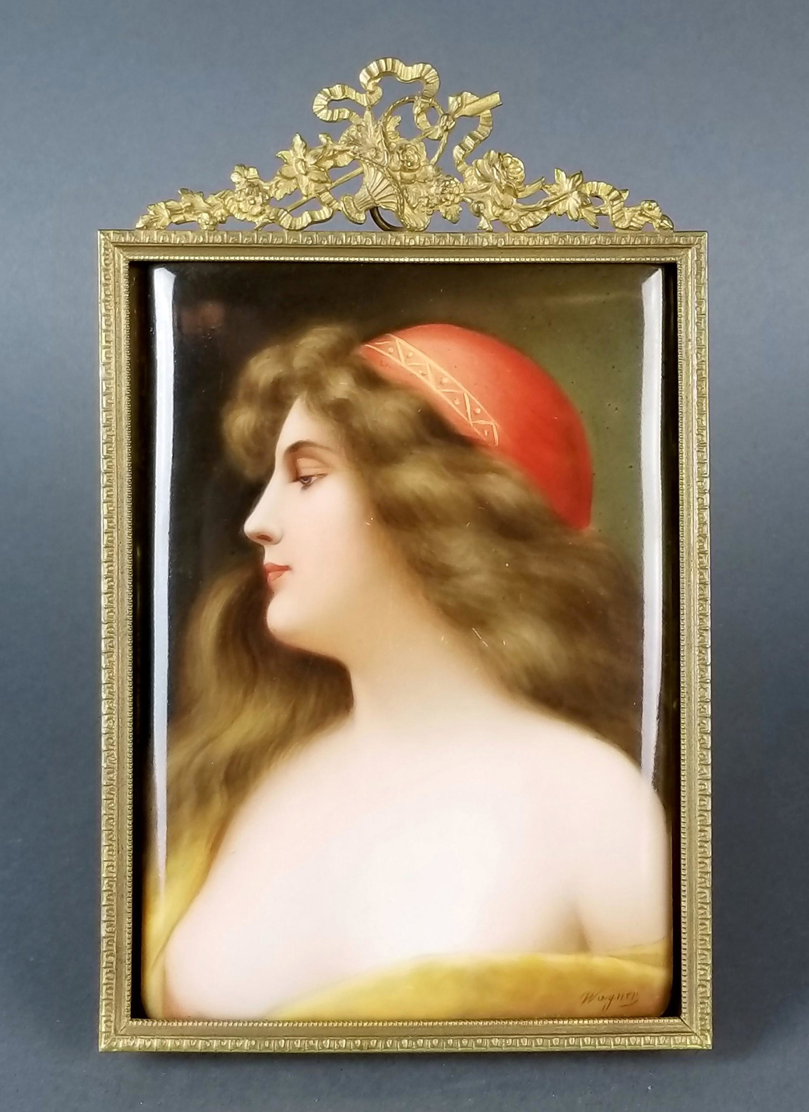 19th C. KPM Wagner Plaque in Bronze Frame, Signed (1 of 3)