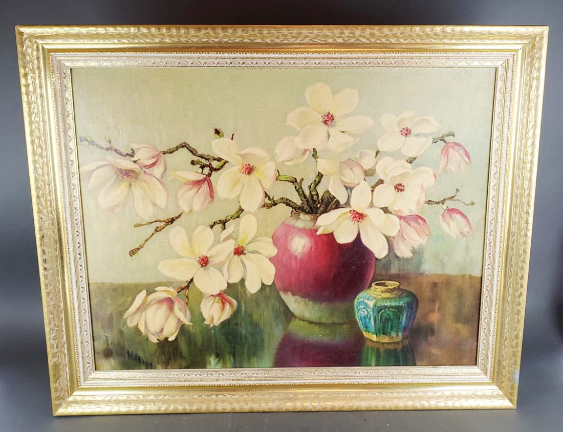 Large Framed Painting of Flowers (1 of 3)