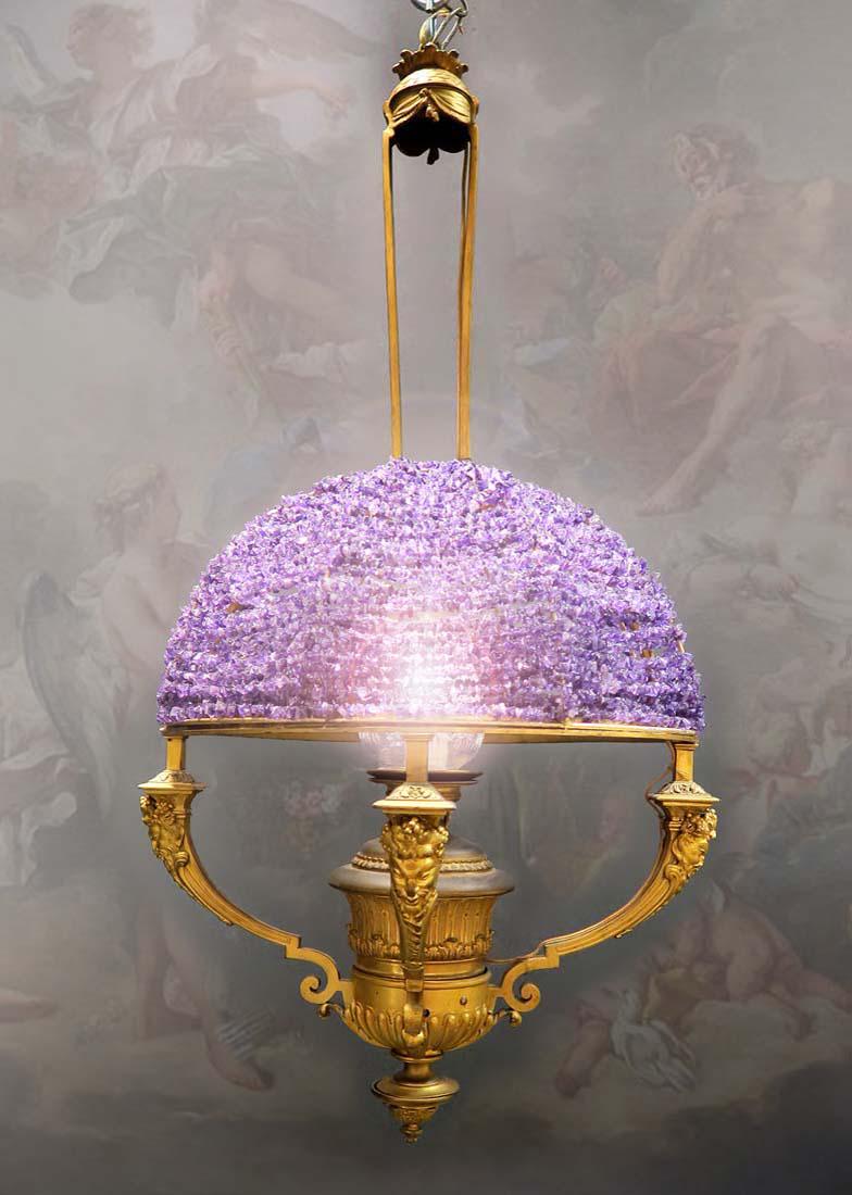 19th C Figural Bronze & Amethyst Chandelier (1 of 3)